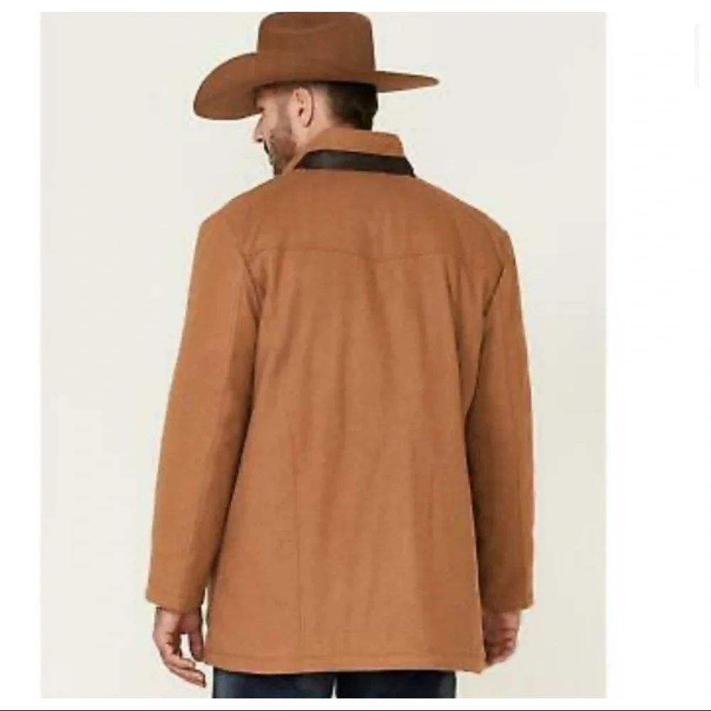 Cripple Creek Men's Camel Wool Melton Faux Leather Coat  - CR43366